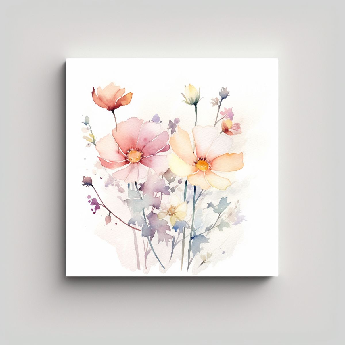 GENERICO - Cuadro Decorativo: Flores Silvestres En Acuarela 80x80 Cm