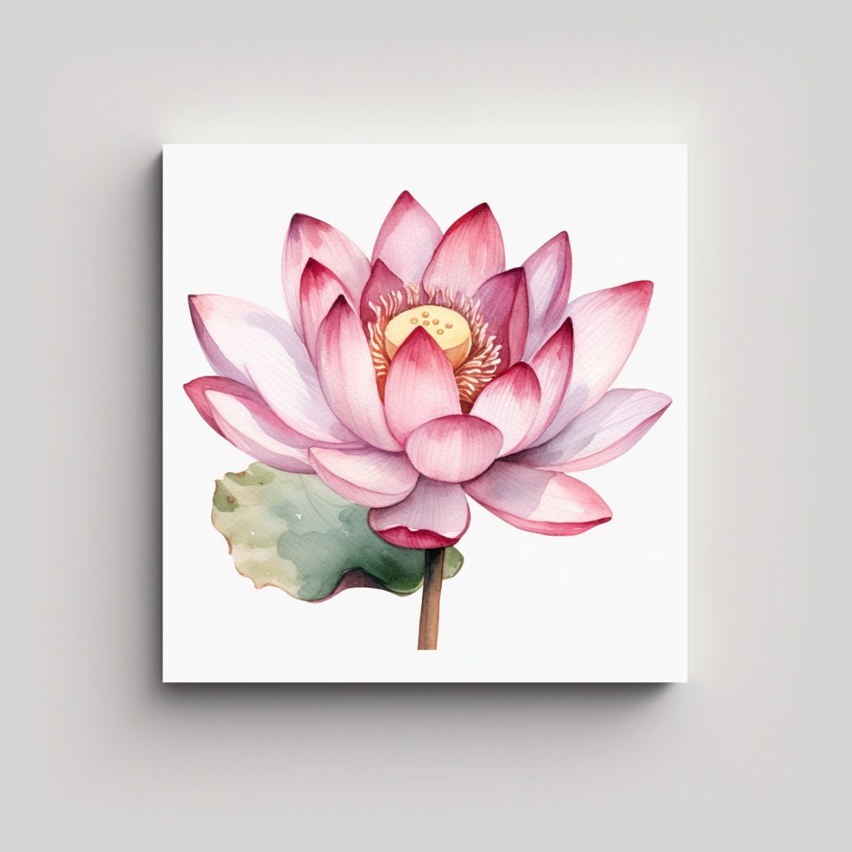GENERICO - Arte Acuarela Vibrante De Flor De Loto, Diseño 50x50 Cm.