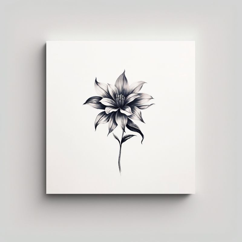 GENERICO - Elegancia Realista Tinta Dibujo Flor Estilo 80x80 Cm