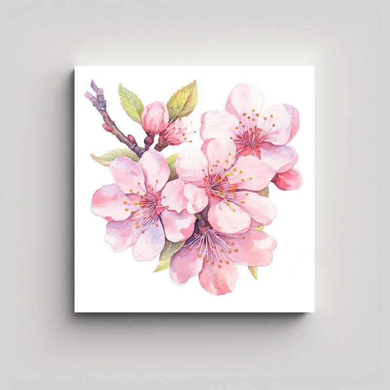 GENERICO - Pintura Juvenil Cherry Blossom Acuarela Pastel 30x30 Cm