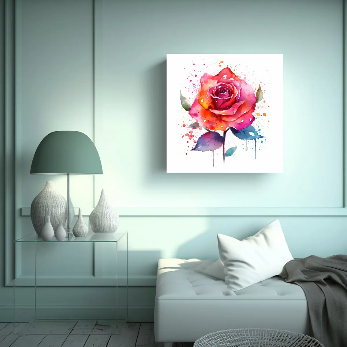 GENERICO - Cuadro De Rosa Salvaje Vibrante Y Colores 70x70 Cm