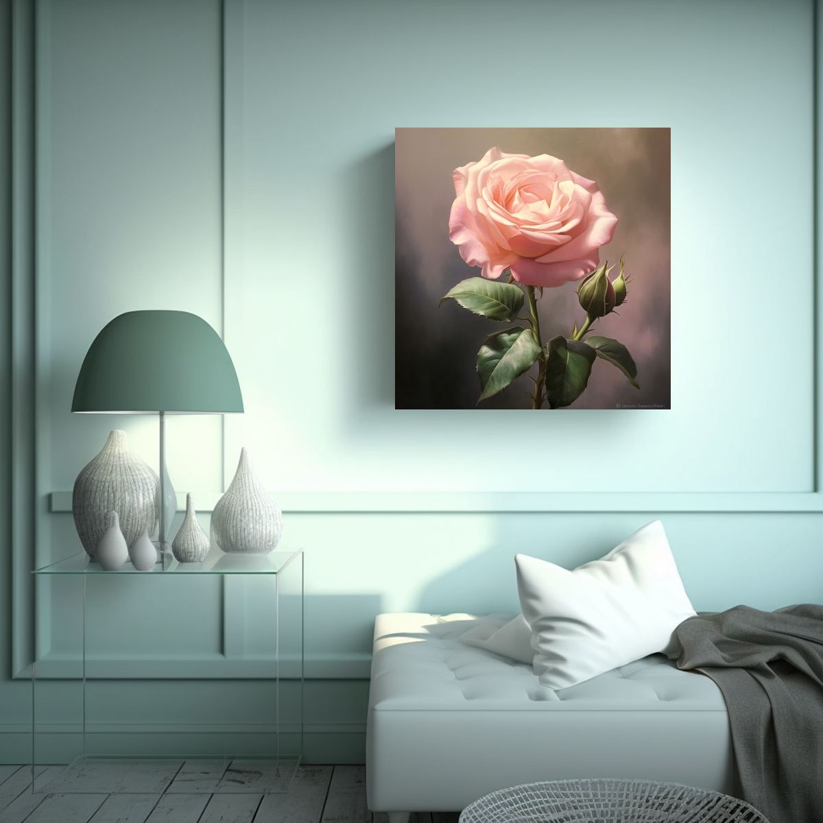 GENERICO - Fantasía Rosa Lienzo Óleo Patrón Intenso Arte 80x80 Cm.