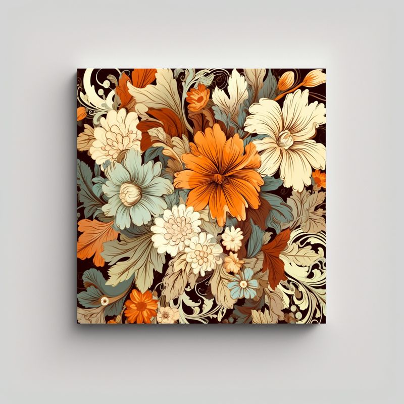 GENERICO - Floral Vintage Elegante Motivo De Flores Envuelto 70x70 Cm