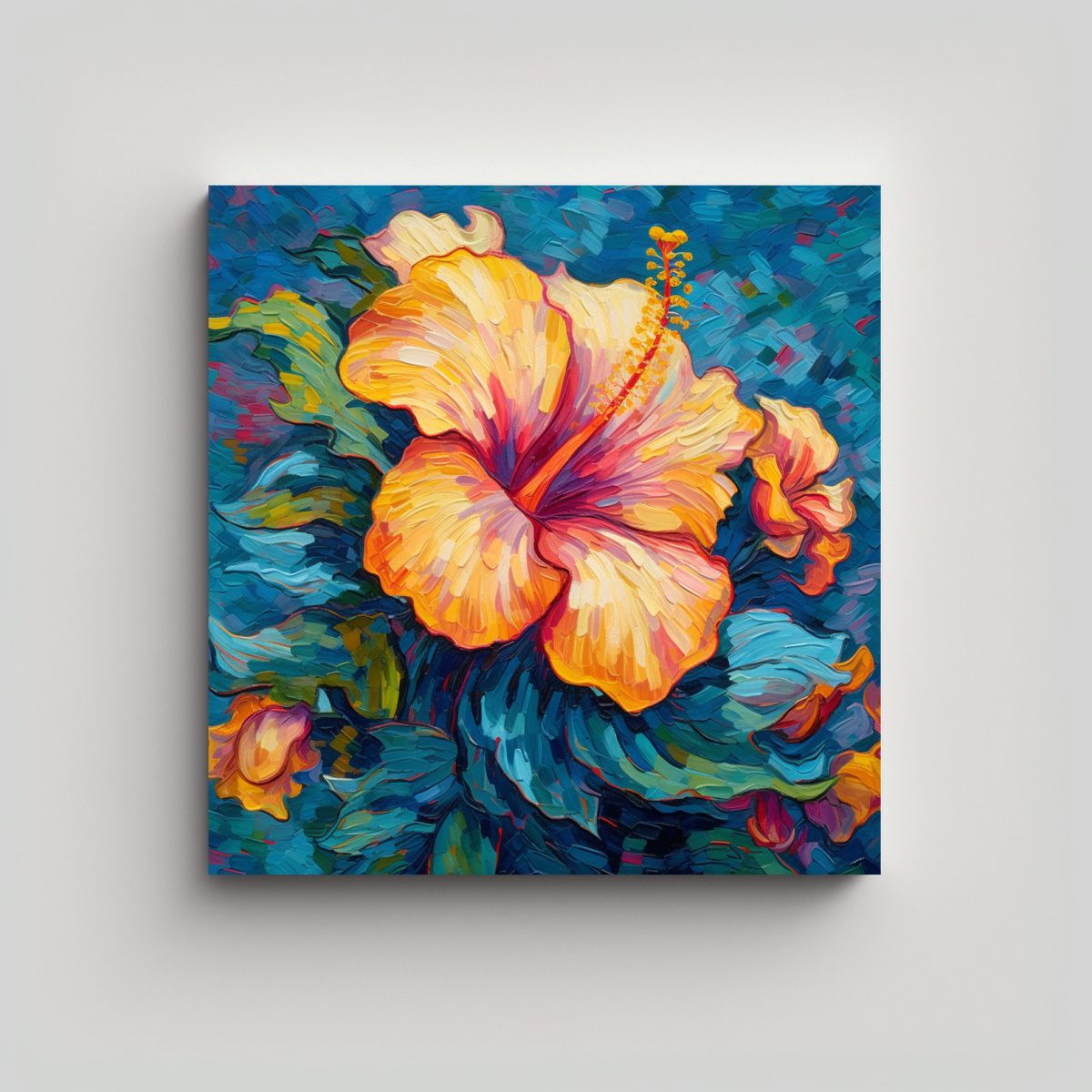GENERICO - Cocina Arte Vintage Estilo Van Gogh Hibiscus 60x60 Cm
