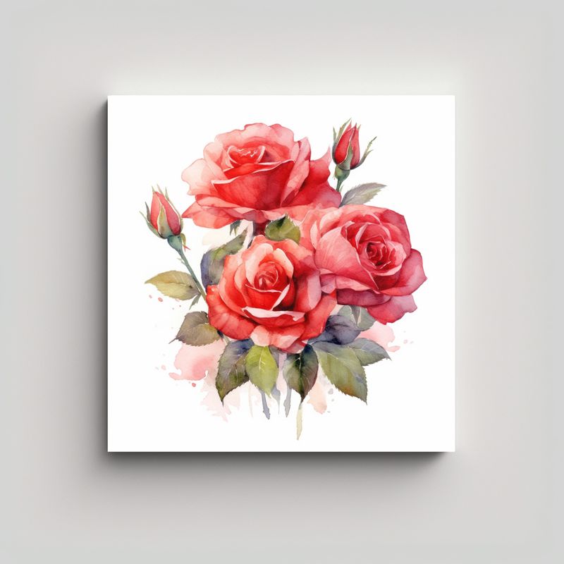 GENERICO - Ilustración Duradera De Bouquet De Rosas En 40x40 Cm