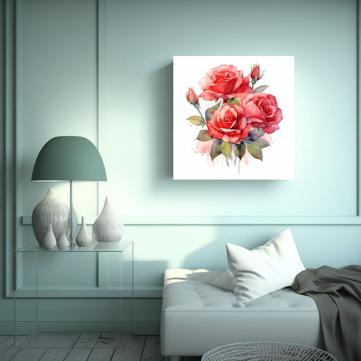 GENERICO - Ilustración Duradera De Bouquet De Rosas En 40x40 Cm