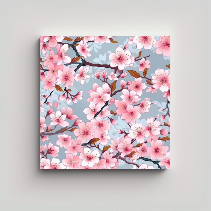 GENERICO - Diseño Moderno Cuadro Cerezo Flores Detalle 50x50 Cm
