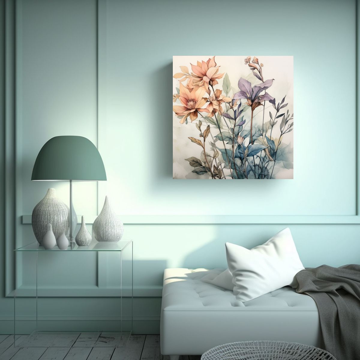 GENERICO - Cuadro Decorativo Estético Queiroz - Flores 80x80 Cm.