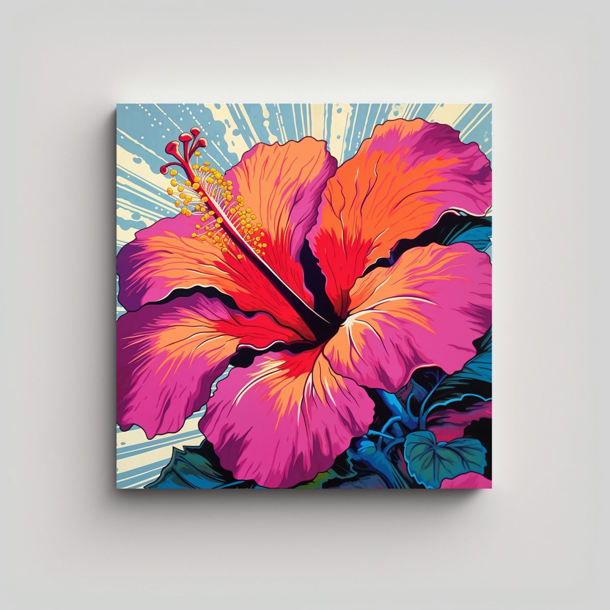 GENERICO - Arte Mural Elegante Hibisco Pop Estilo Calidad 70x70 Cm