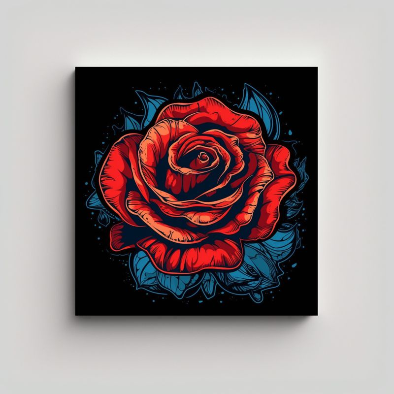 GENERICO - Patrón De Rosa Roja Vectorial Contorno Tela En 70x70 Cm