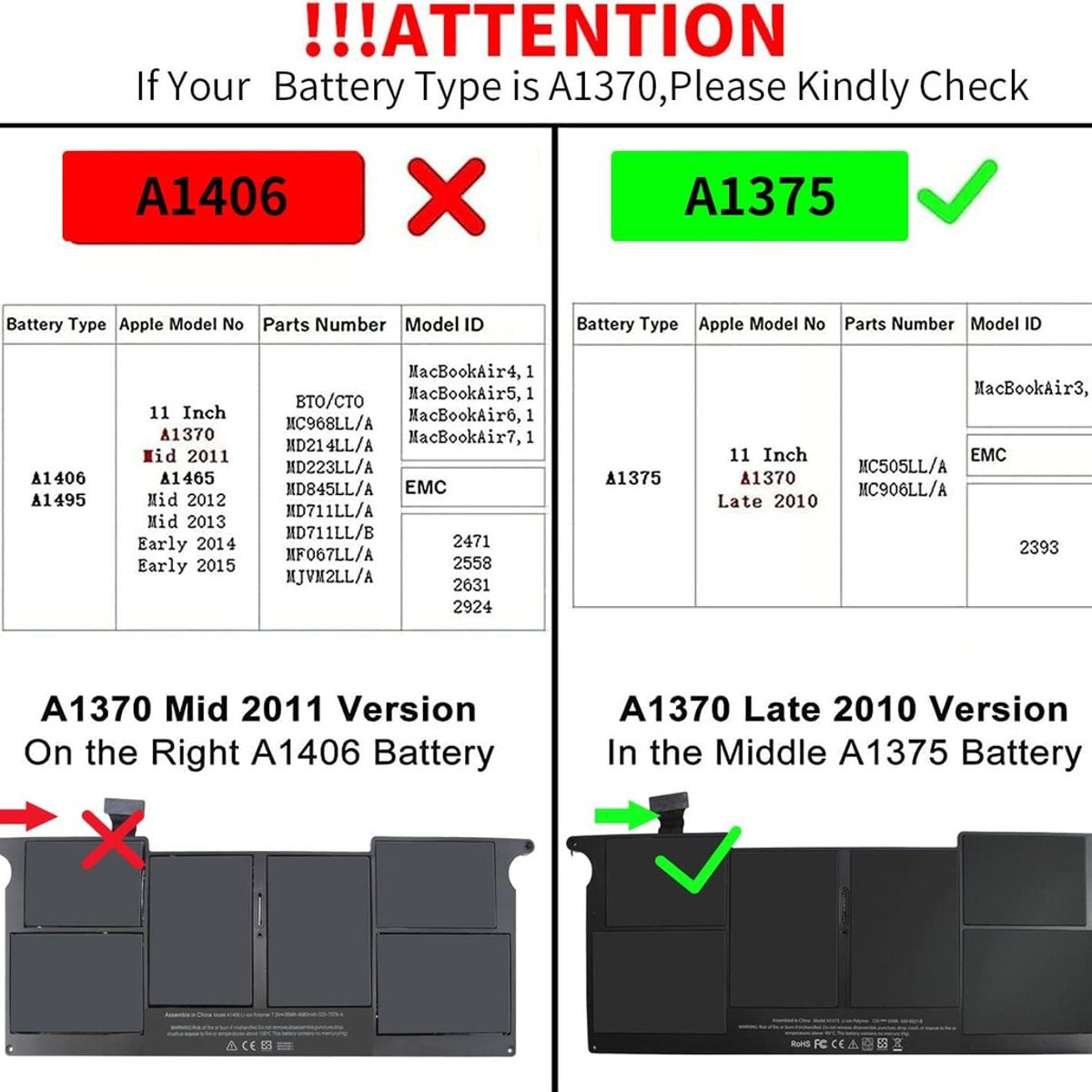 GENERICO - Bateria A1375 Para Macbook Air 11  A1370 2010 Nueva