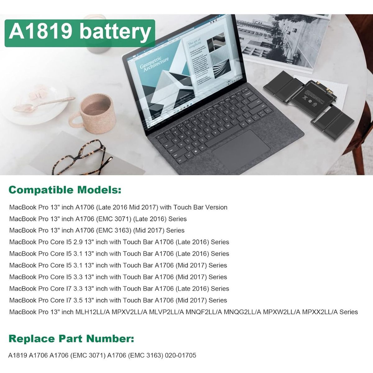 GENERICO - Batería Nueva A1819 + Kit Herram Para Macbook Pro 13 A1706