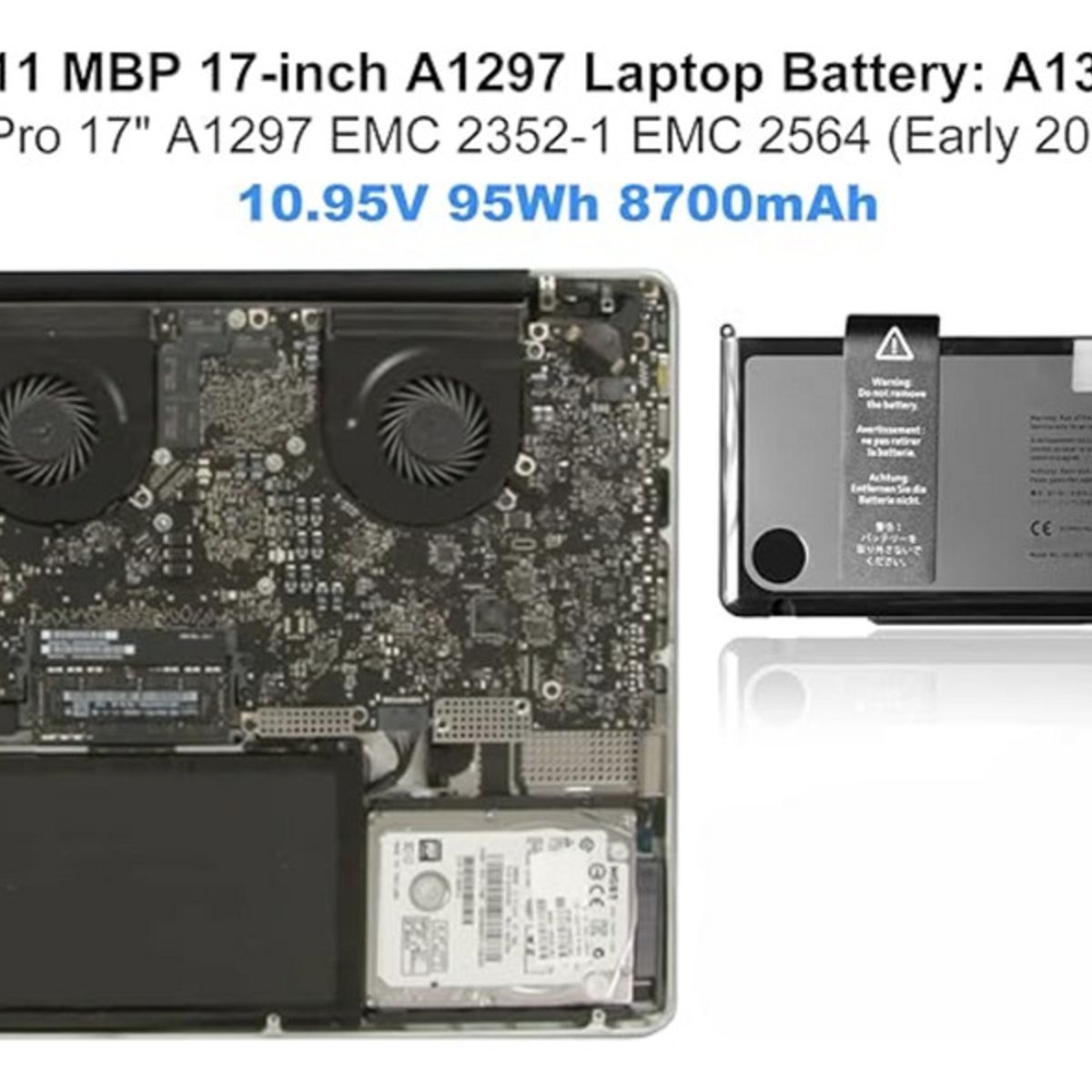 GENERICO - Batería A1383 Para Macbook Pro 17 A1297 Emc 2352-1 2564