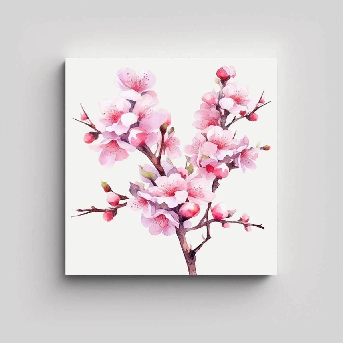 GENERICO - Pintura Acuarela Suave Sakura Ramas Flor De 40x40 Cm