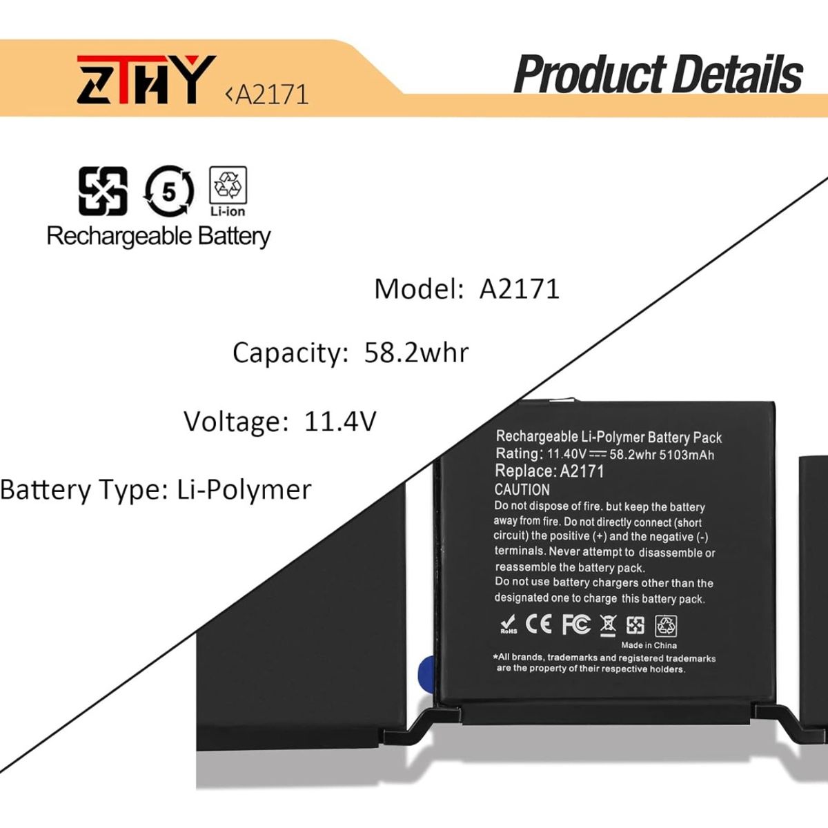 GENERICO - Batería A2171 Para Macbook Pro 13 Touchbar A2289 Nueva