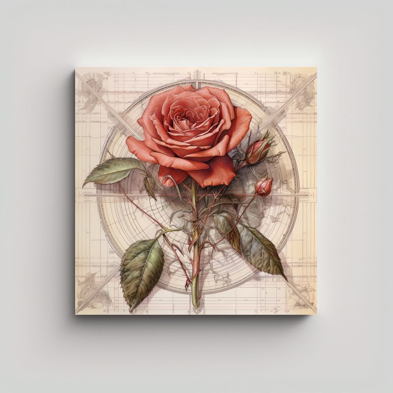 GENERICO - Esbozo Y Coloración Esotérica De Rosa Botánica 70x70 Cm