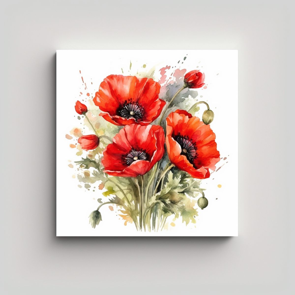 GENERICO - Calidad Arte Pared Simetría Ramo Amapola 90x90 Cm