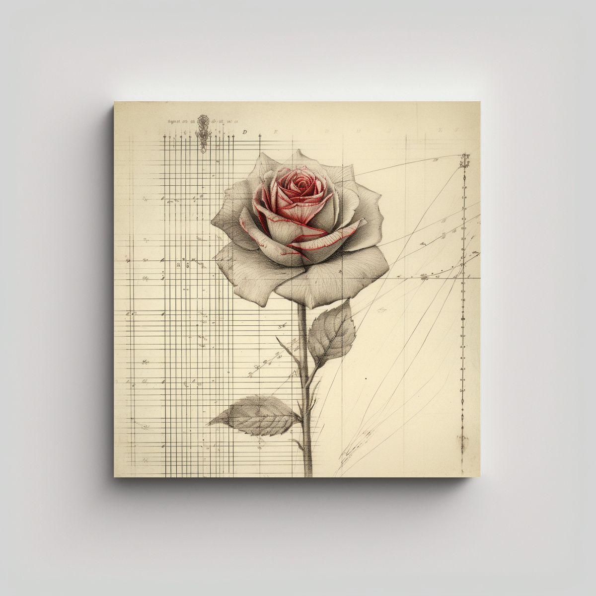 GENERICO - Durable Lienzo De Tela Con Dibujo De Rosa En 60x60 Cm