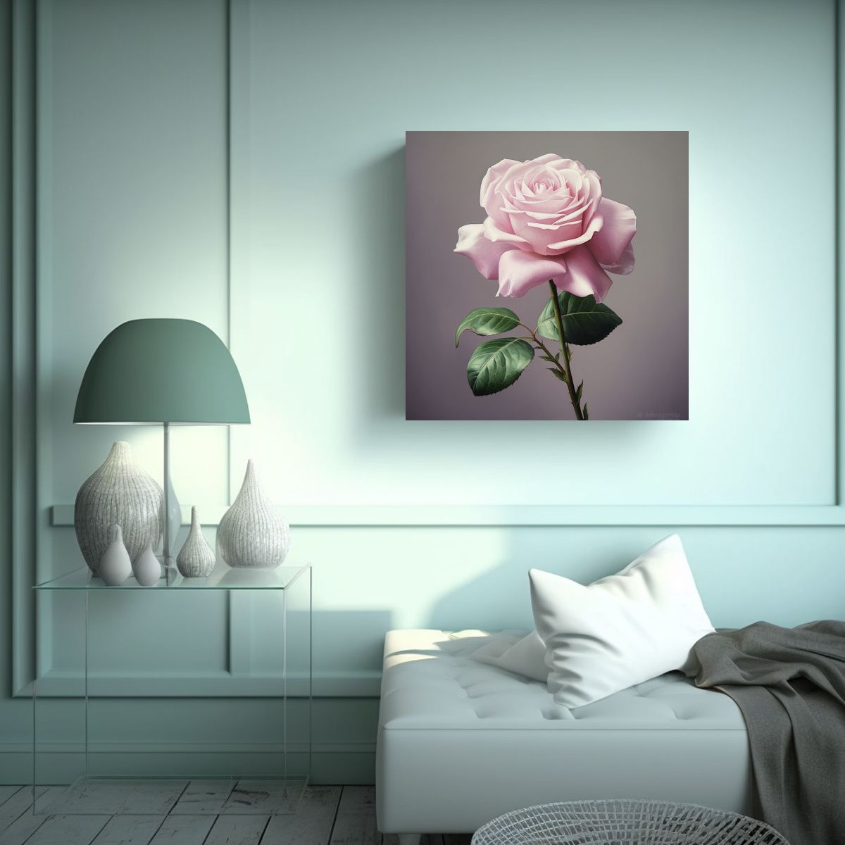 GENERICO - Pintura Realista Rosa Simple Composición 70x70 Cm