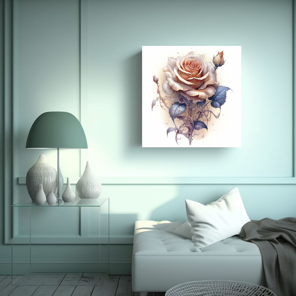 GENERICO - Arte Metafísico Rosa Detallada Ilustración 30x30 Cm