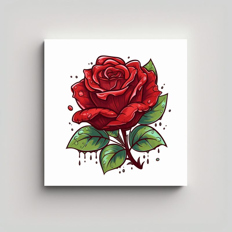 GENERICO - Canva Roja Con Hojas Rojas Resaltadas Arte 70x70 Cm