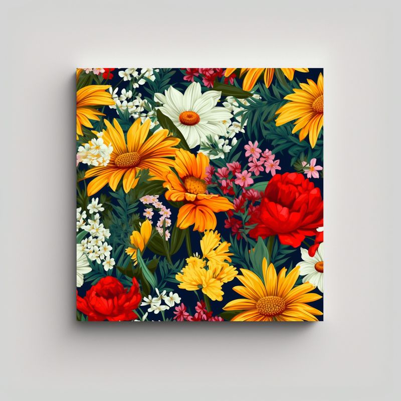 GENERICO - Alegría Cuadro Modernos Patrón Floral Colorido 50x50 Cm