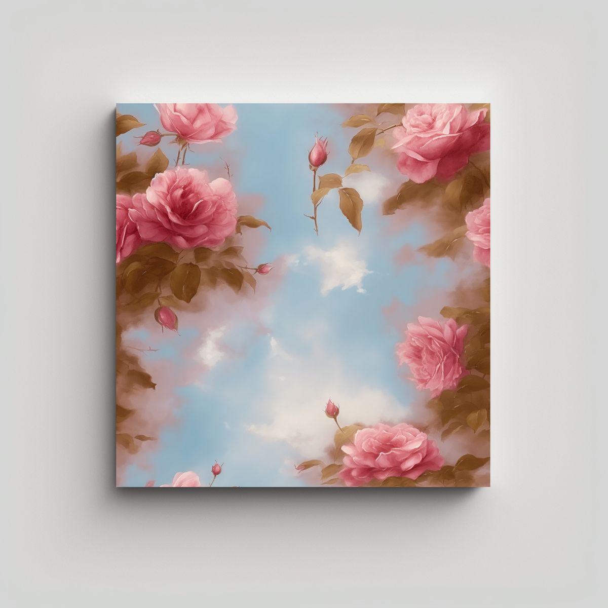 GENERICO - Arte Diseño Adorno Pintura De Rosa Azul Cielo 90x90 Cm