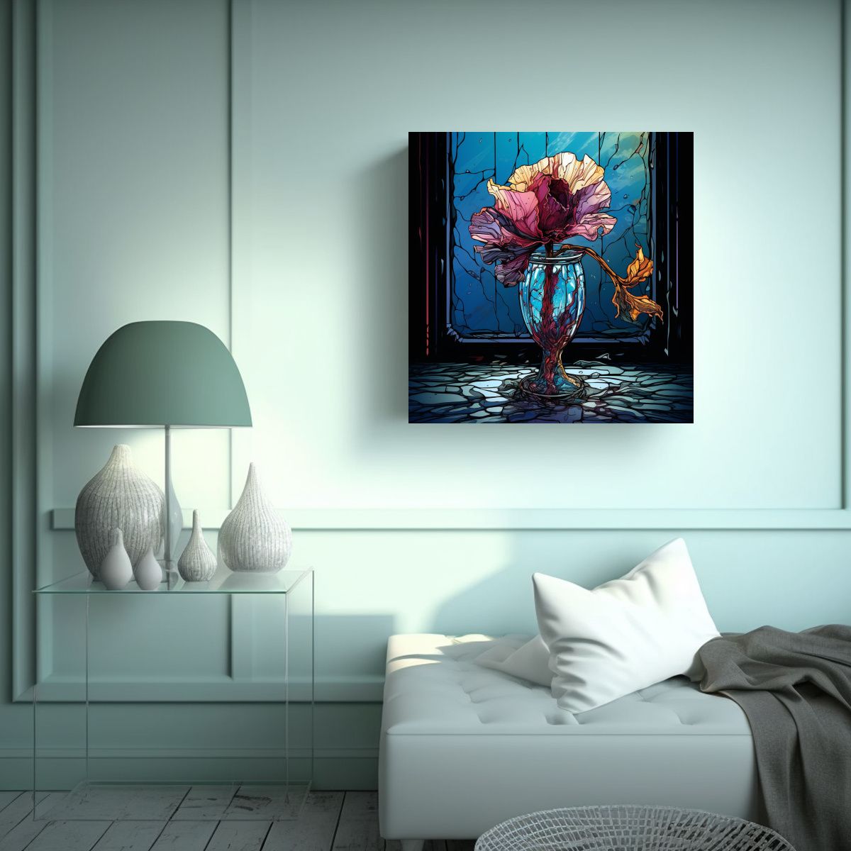 GENERICO - Arte Único: Figuras Destacadas En Flor Marchita 40x40 Cm