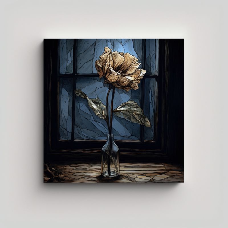GENERICO - Cuadro Decorativo Valter: Flor Marchita Y Desolada 30x30 Cm