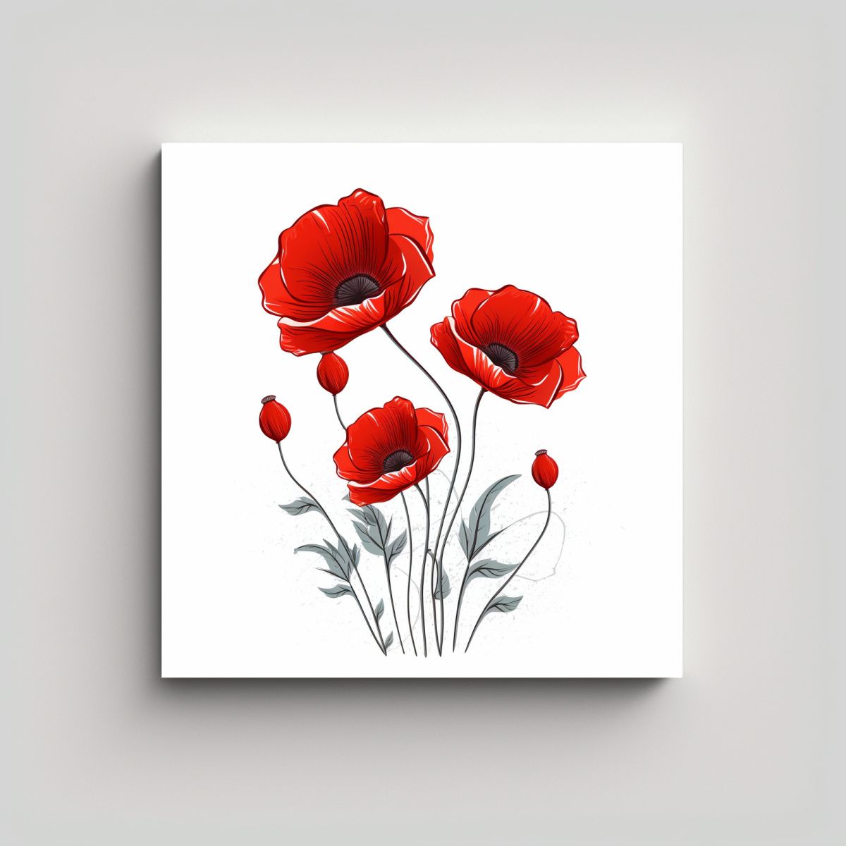 GENERICO - Composición Creativa De Logos Con Amapolas Rojas 30x30 Cm
