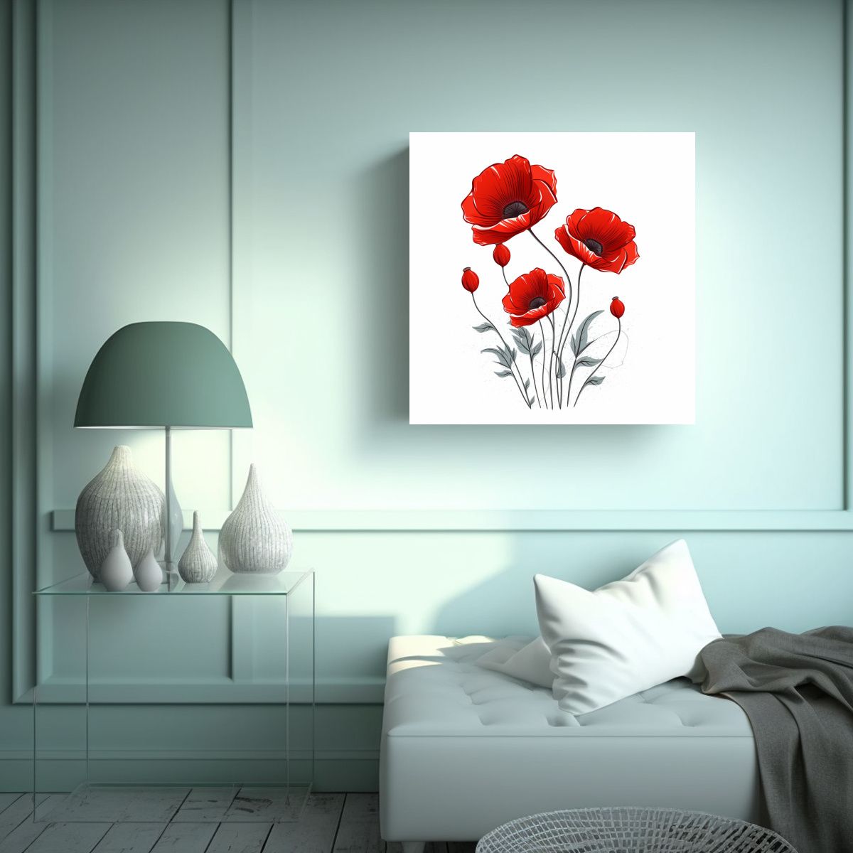 GENERICO - Composición Creativa De Logos Con Amapolas Rojas 30x30 Cm