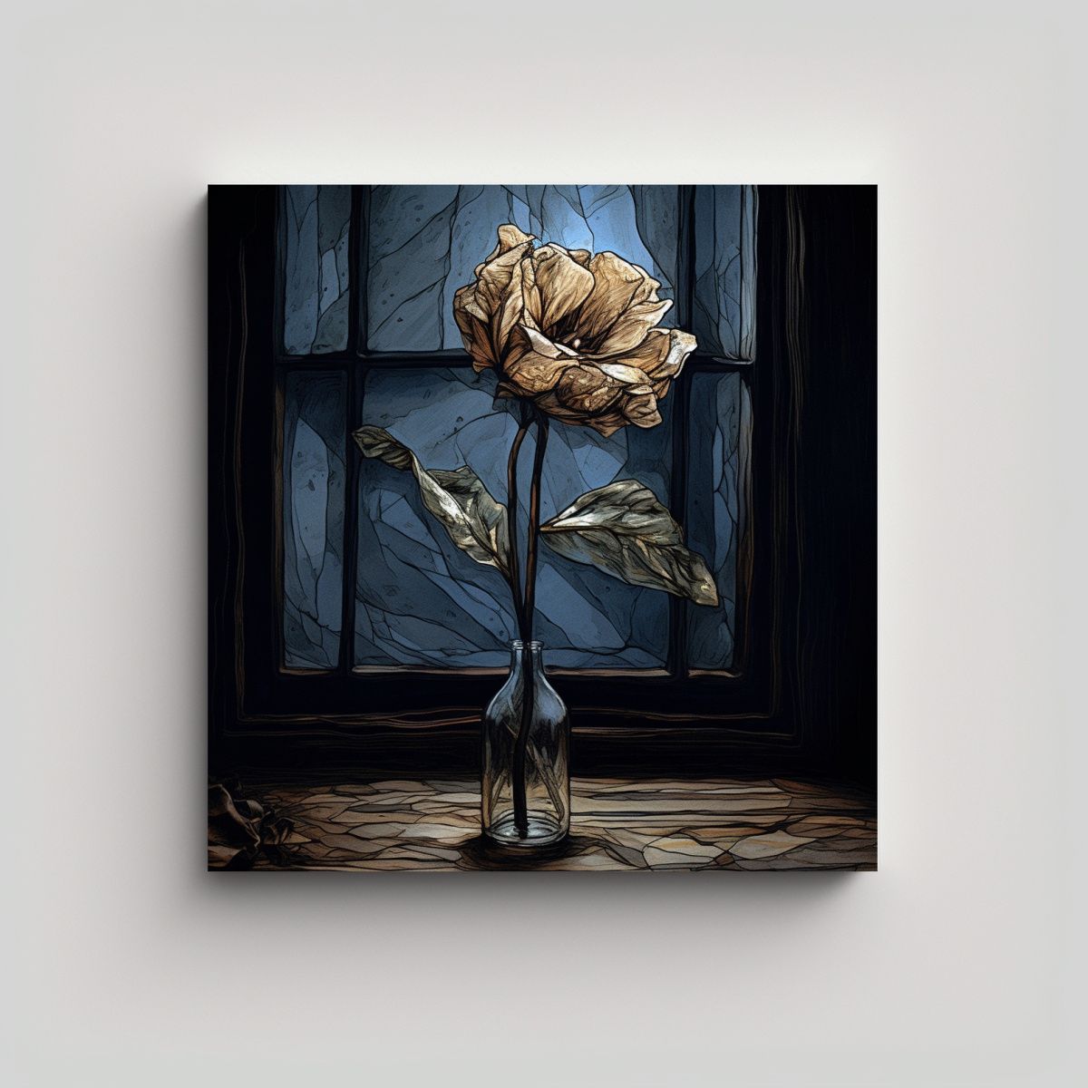 GENERICO - Cuadro Decorativo Valter: Flor Marchita Y Desolada 90x90 Cm