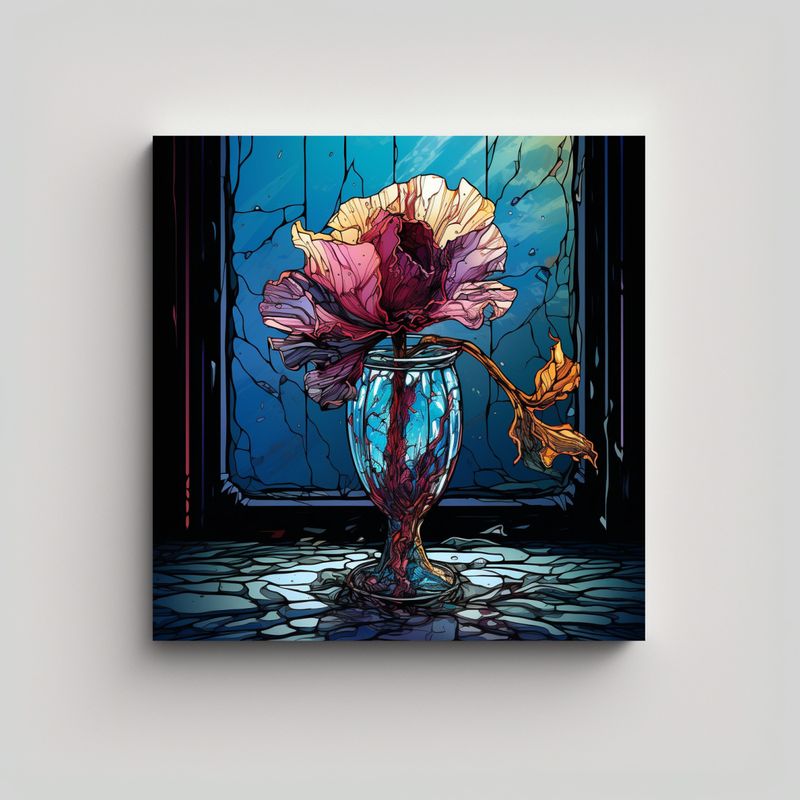 GENERICO - Arte Único: Figuras Destacadas En Flor Marchita 80x80 Cm