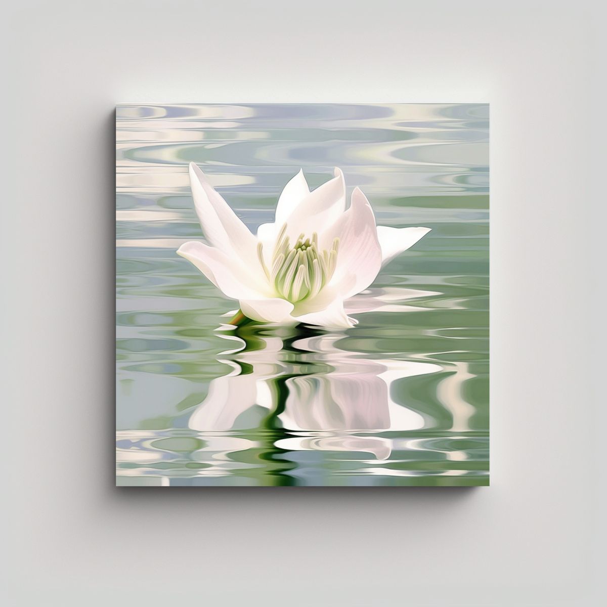 GENERICO - Cuadro De Lirio Blanco En Agua Gris - Estilo 30x30 Cm