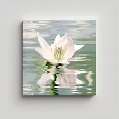 GENERICO - Cuadro De Lirio Blanco En Agua Gris - Estilo 50x50 Cm