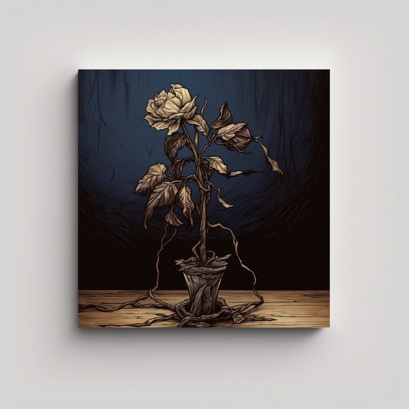 GENERICO - Cuadro Arte De Pared: Flor Marchita Y Destrozada 30x30 Cm