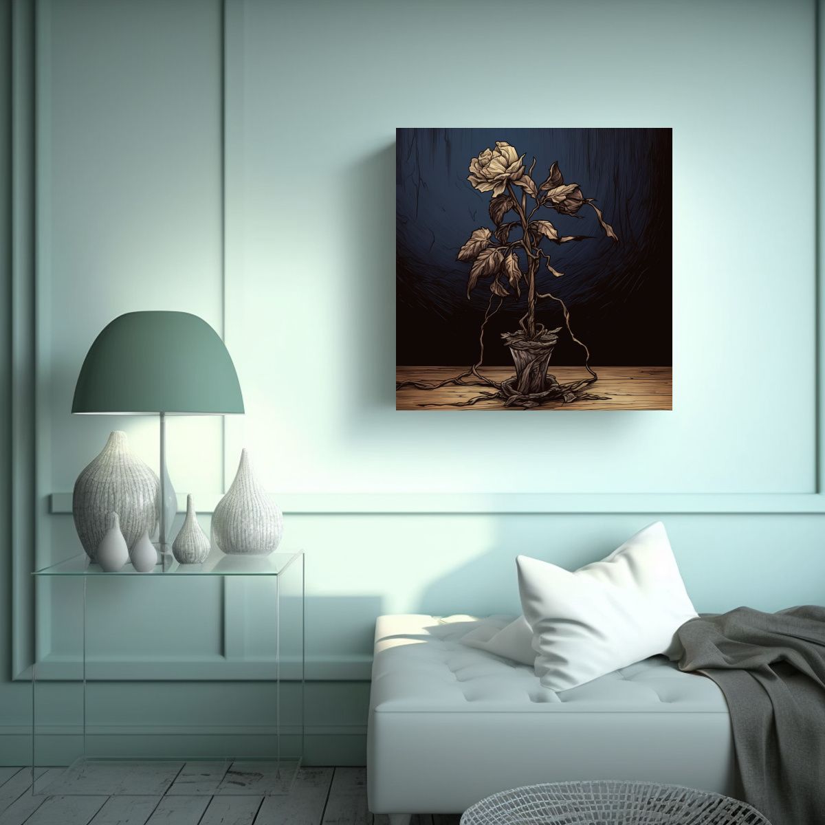 GENERICO - Cuadro Arte De Pared: Flor Marchita Y Destrozada 80x80 Cm