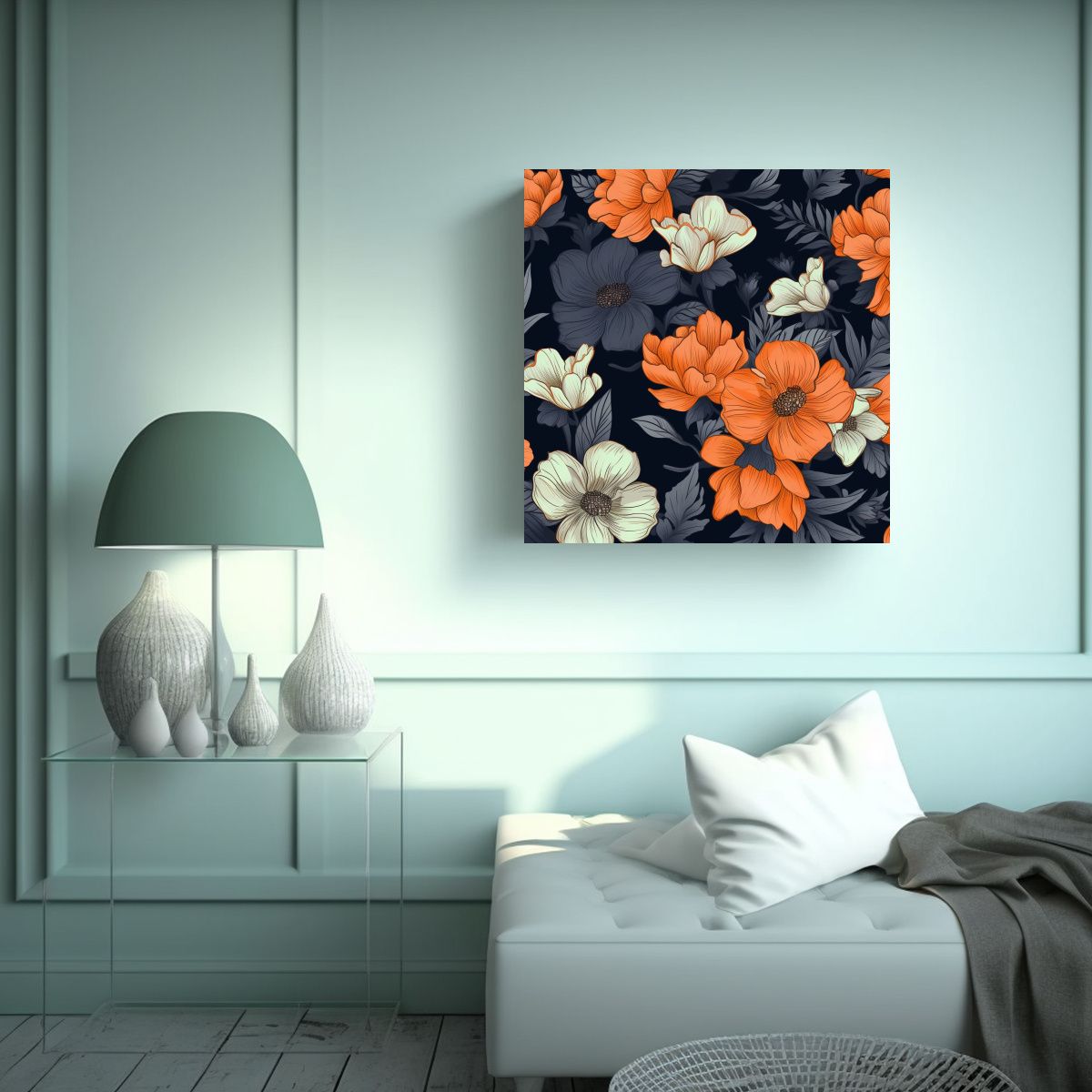 GENERICO - Floral Lienzo Expresion Completo Contraste Oscuro 60x60 Cm