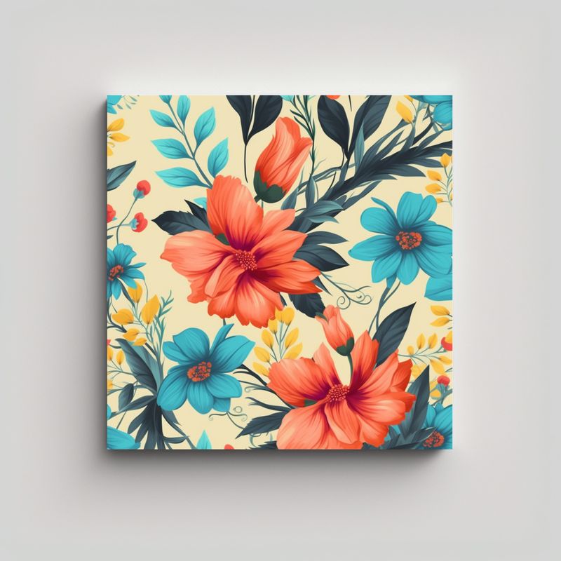 GENERICO - Floral Bliss Tela En Bastidor Sublimada 60x60 Cm
