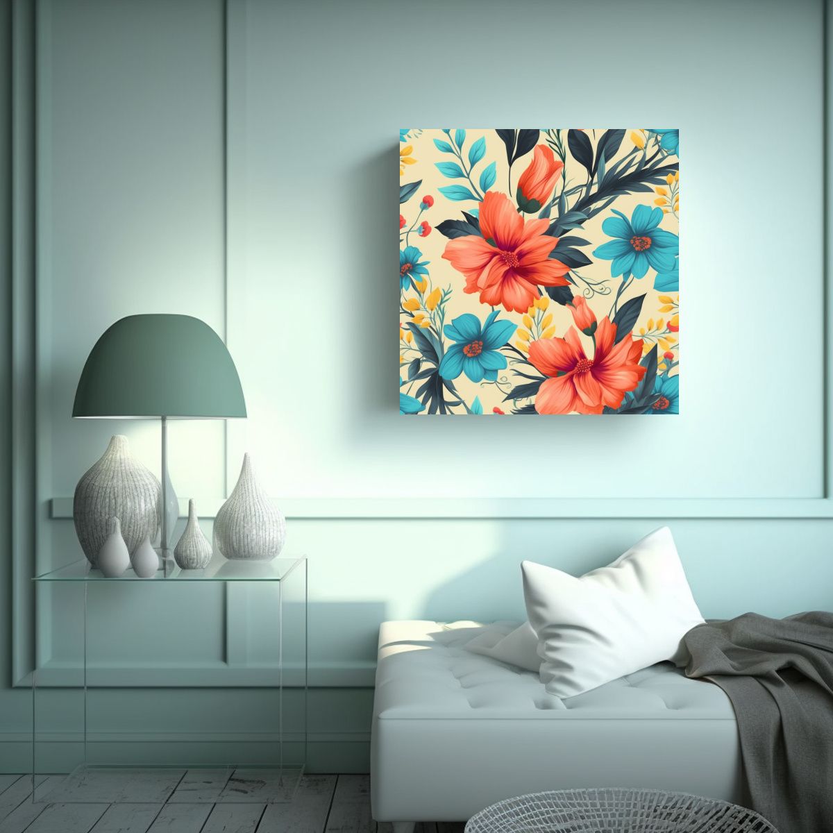 GENERICO - Floral Bliss Tela En Bastidor Sublimada 60x60 Cm.