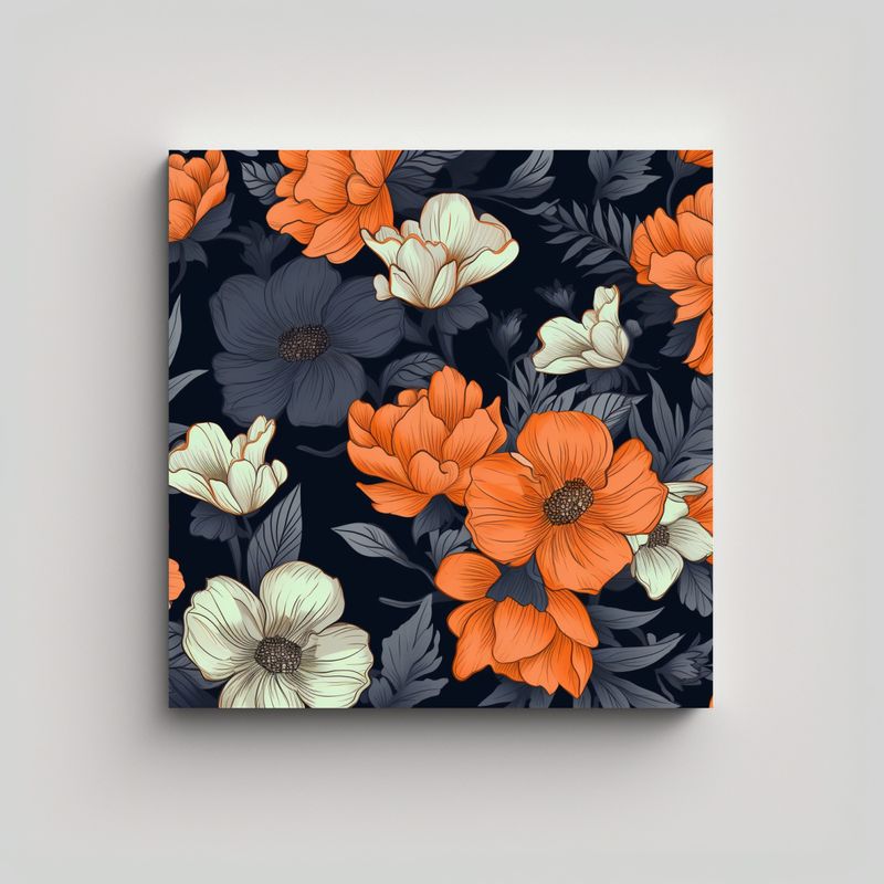 GENERICO - Floral Lienzo Expresion Completo Contraste Oscuro 50x50 Cm