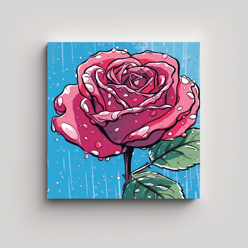 GENERICO - Comic Lindo De Rosa En Lienzo, Trazos Gruesos, 40x40 Cm