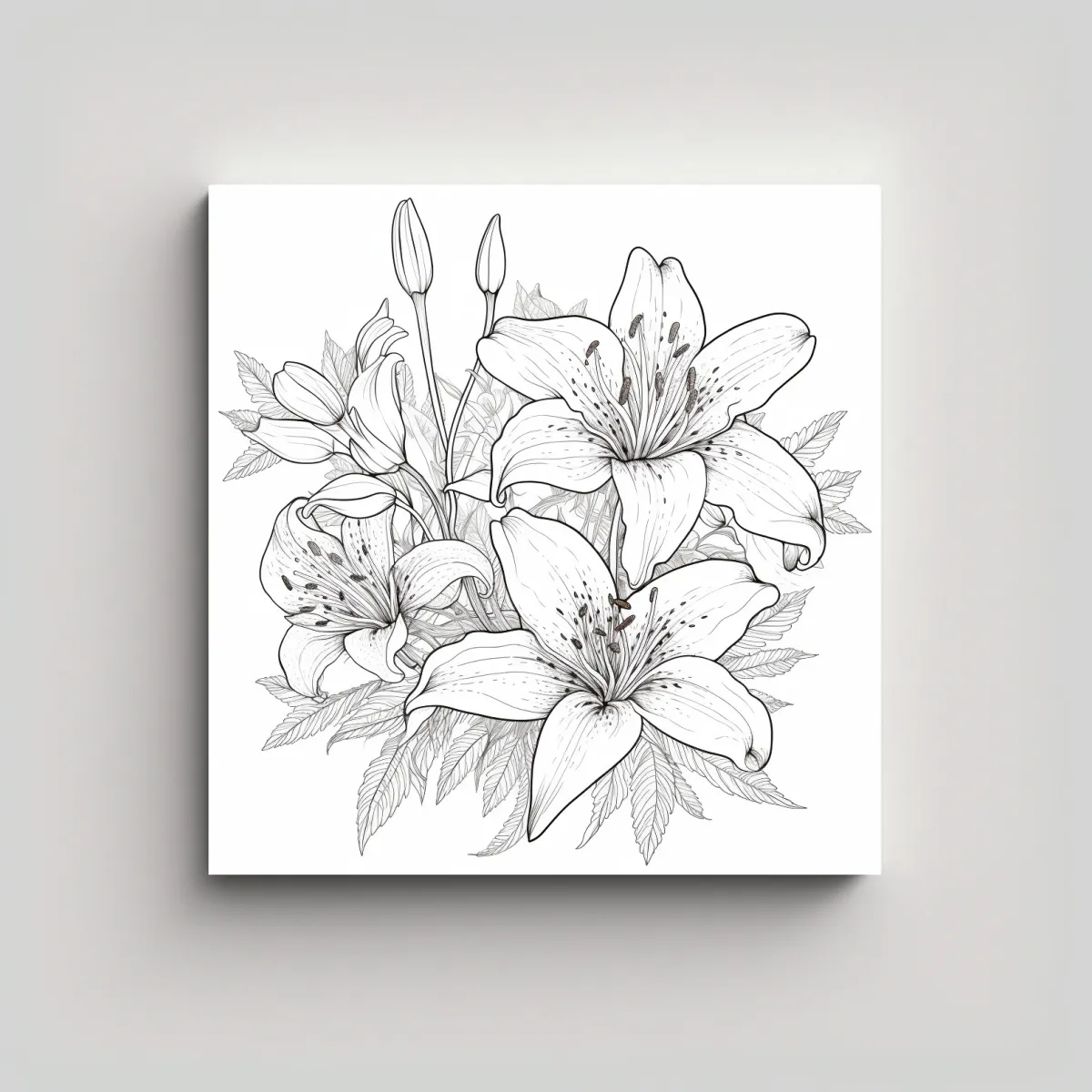 GENERICO - Lily Flores Lineart, Decoración De Pared, Arte 70x70 Cm