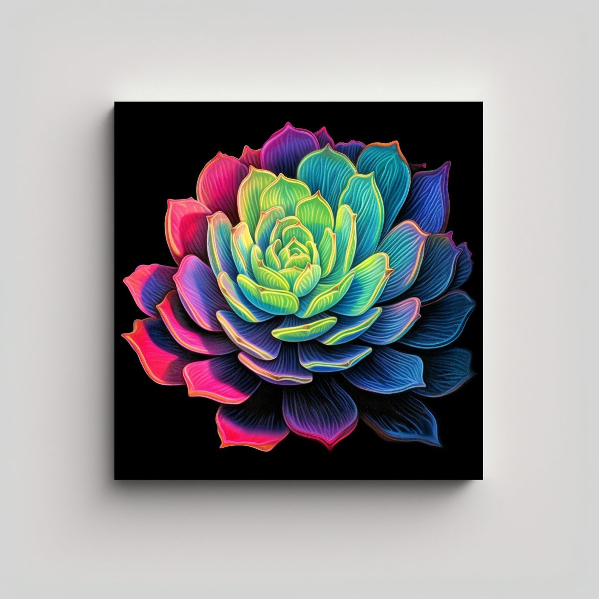 GENERICO - Pintura Neon Oficina De Planta Suculenta 60x60 Cm