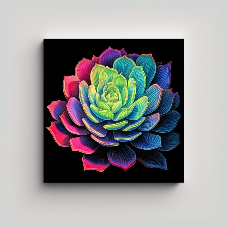 GENERICO - Pintura Neon Oficina De Planta Suculenta 80x80 Cm