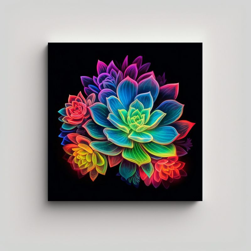 GENERICO - Composición Alegría Lienzo Planta Suculenta 90x90 Cm