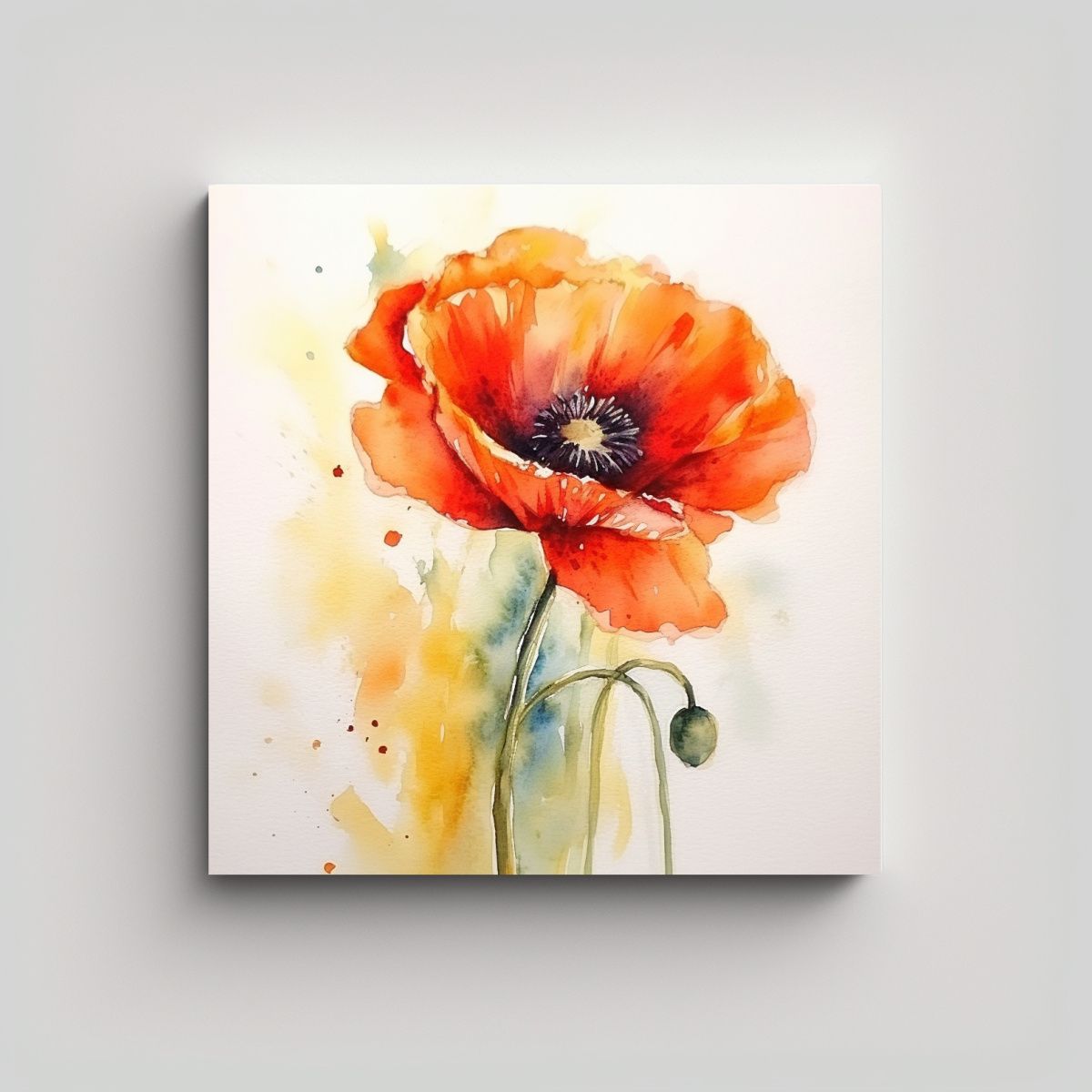 GENERICO - Pintura Acuarela Brillante Sol Suelto Flor De 50x50 Cm.