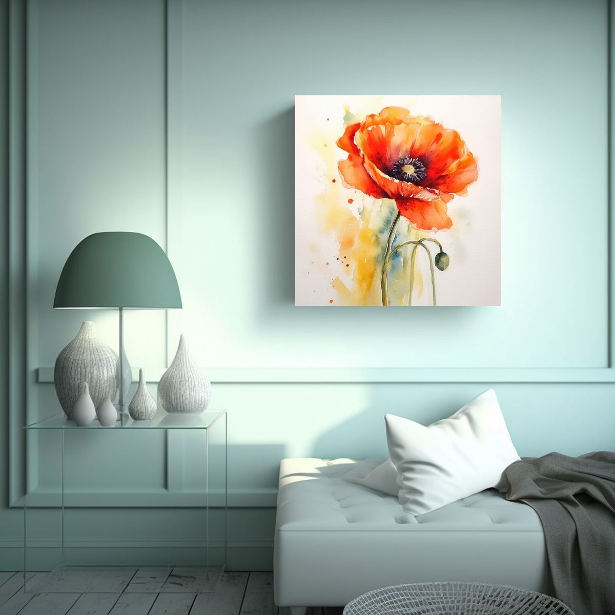 GENERICO - Pintura Acuarela Brillante Sol Suelto Flor De 50x50 Cm.