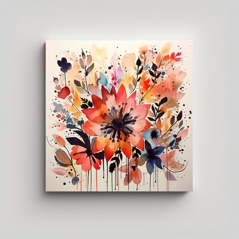 GENERICO - Florales Abstractos Acuarela Sencillos Rosa Tinta 70x70 Cm