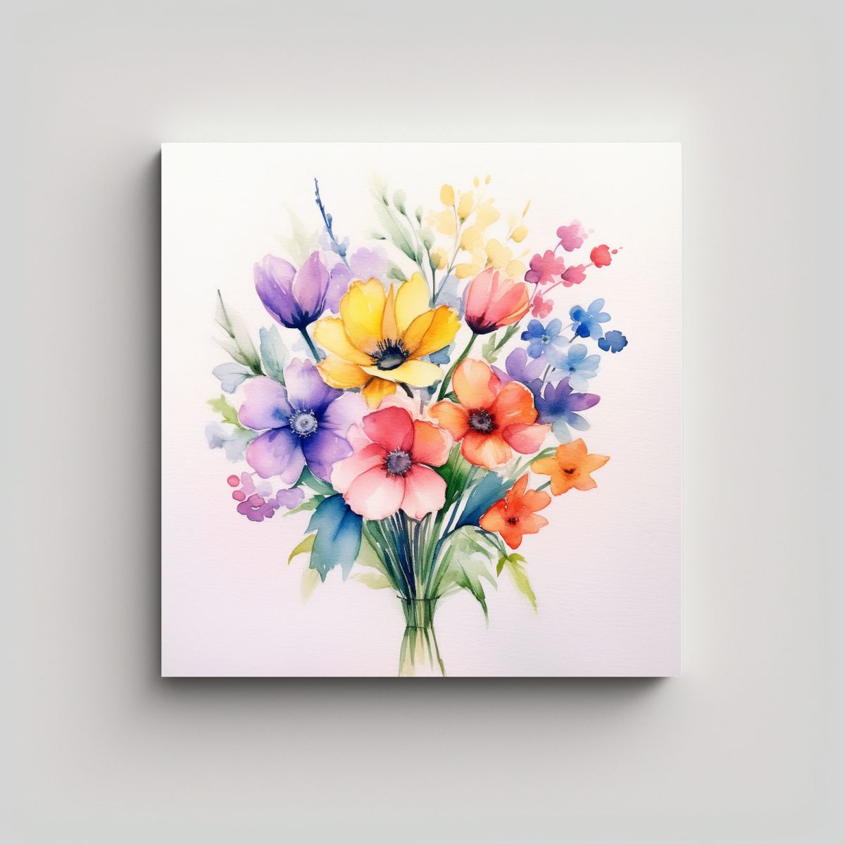 GENERICO - Arte Abstracto Colorido Simple Acuarela Pequeño 50x50 Cm